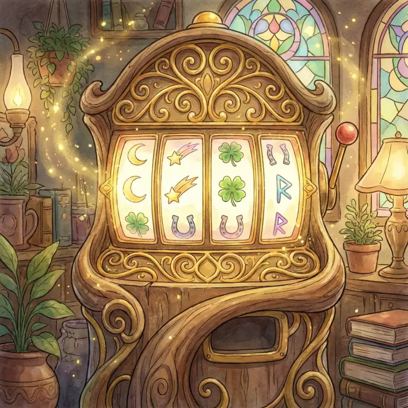 Tragamonedas mágicas con símbolos de la suerte estilo Ghibli